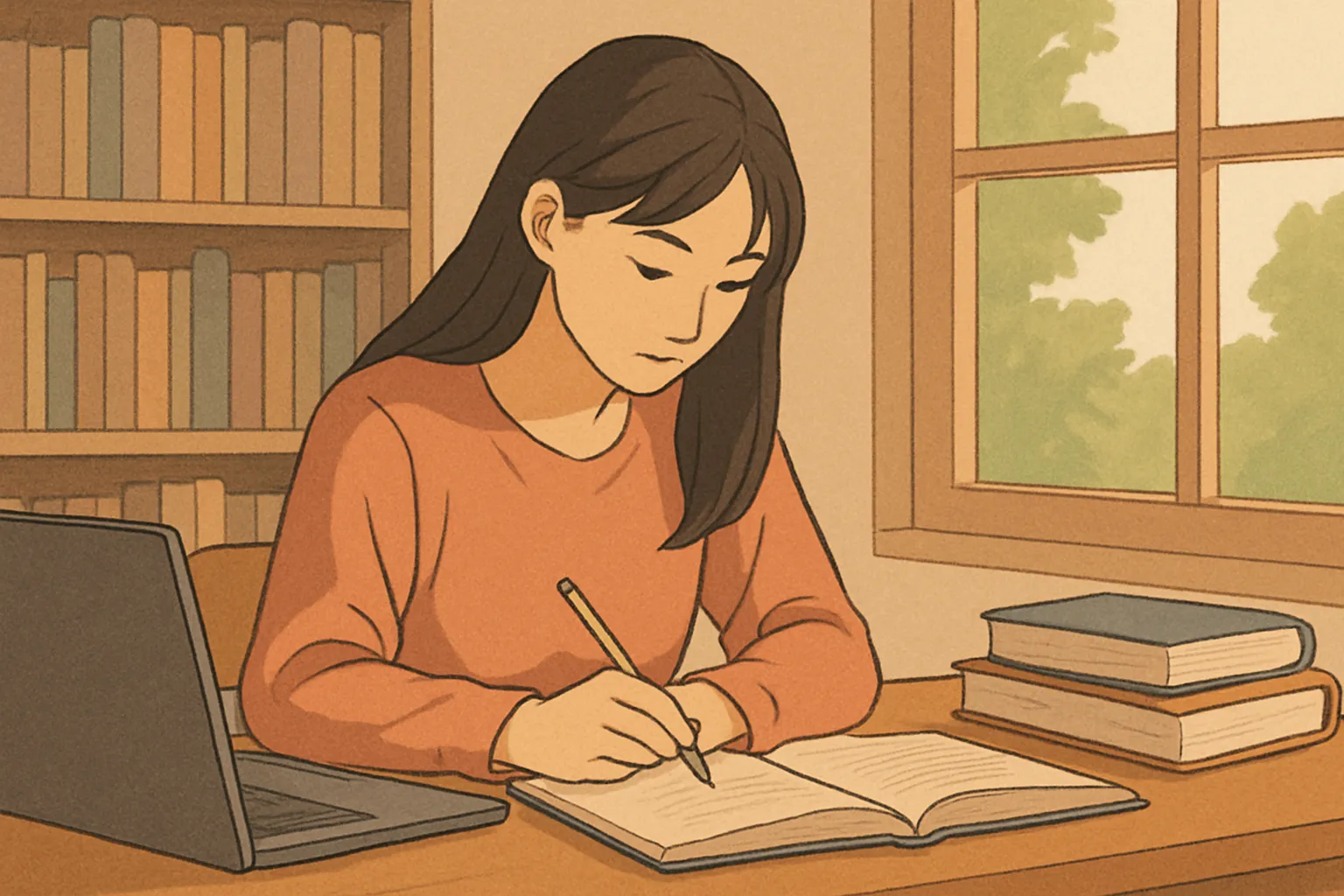 河合優実大学時代をイメージした抽象的な日本人女性のシルエットイラスト