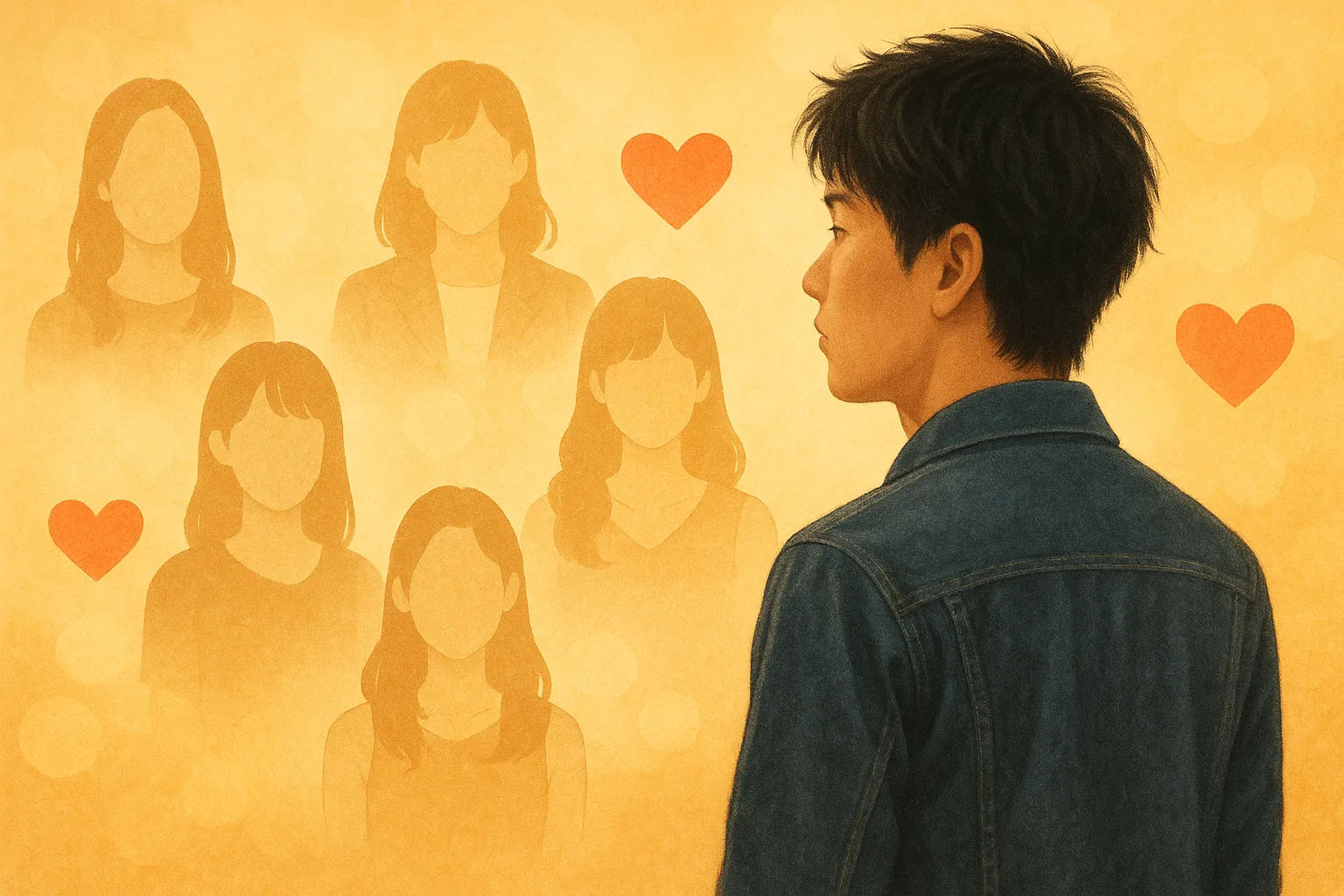 若手俳優をイメージした抽象的シルエットと複数の人物像を背景にした幻想的なビジュアル
